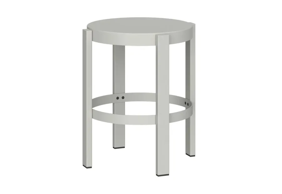 biely kovový stolček